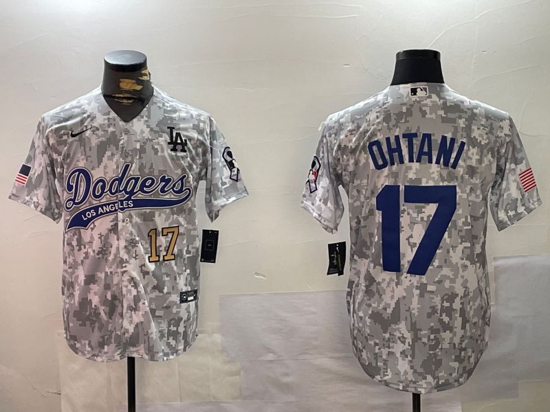 Men Los Angeles Dodgers 17 Ohtani Camo Joint Name 2024 Nike MLB Jersey style 4